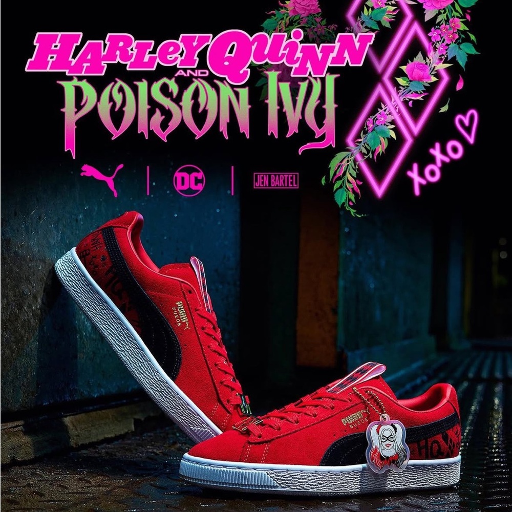 Jen Bartel Harley Quinn Puma Sneakers Special Edition NIB 7.5 Red & Black